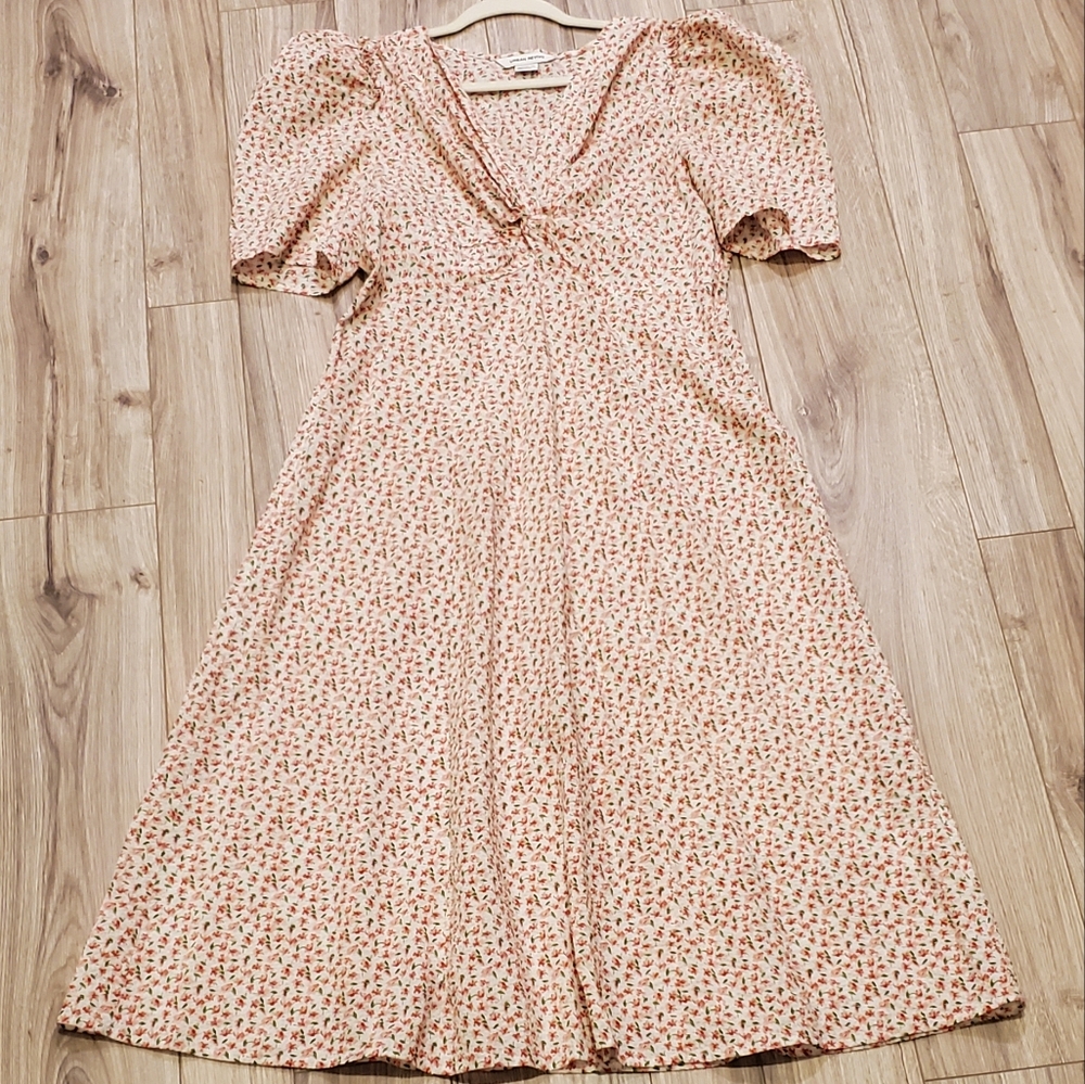 LAST Chance!! Ditsy Floral, French Twist Puff Sleeve Cotton Midi Dress, XL New